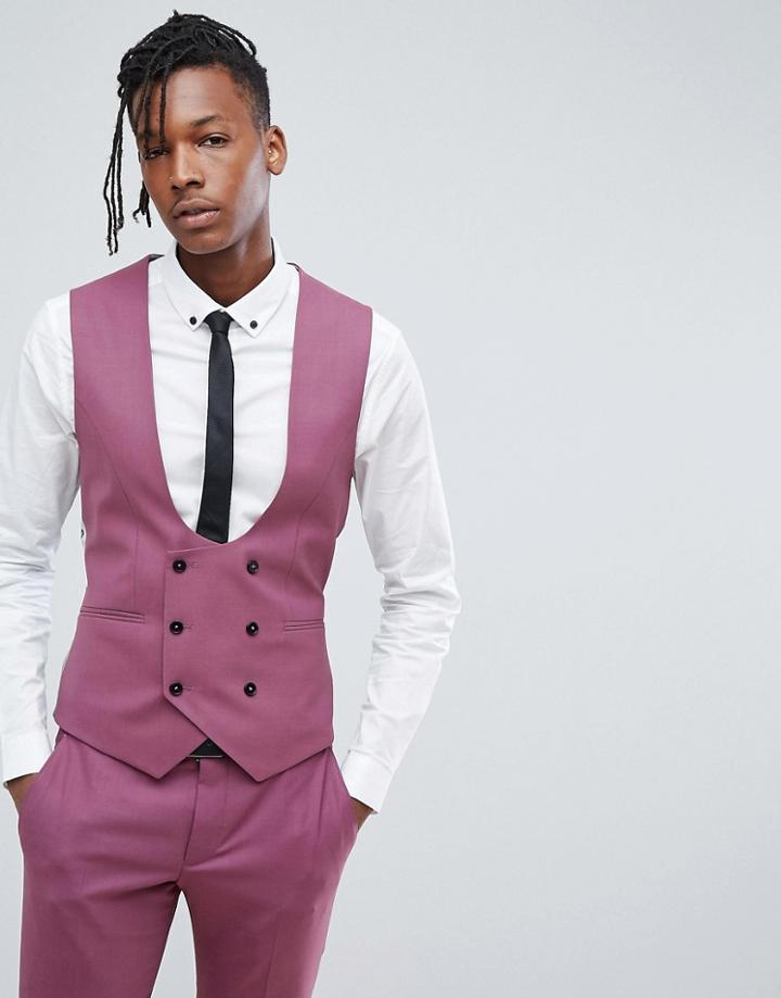 Noose & Monkey Wedding Super Skinny Suit Vest - Red