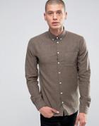Minimum Pelham Slim Flannel Shirt Buttondown In Slim Fit - Beige