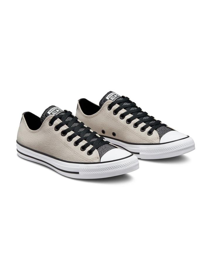Converse Chuck Taylor All Star Ox Hybrid Texture Color Block Slub Cotton Sneakers In String-grey