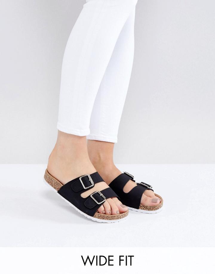 Park Lane Wide Fit Double Buckle Strap Slide - Black