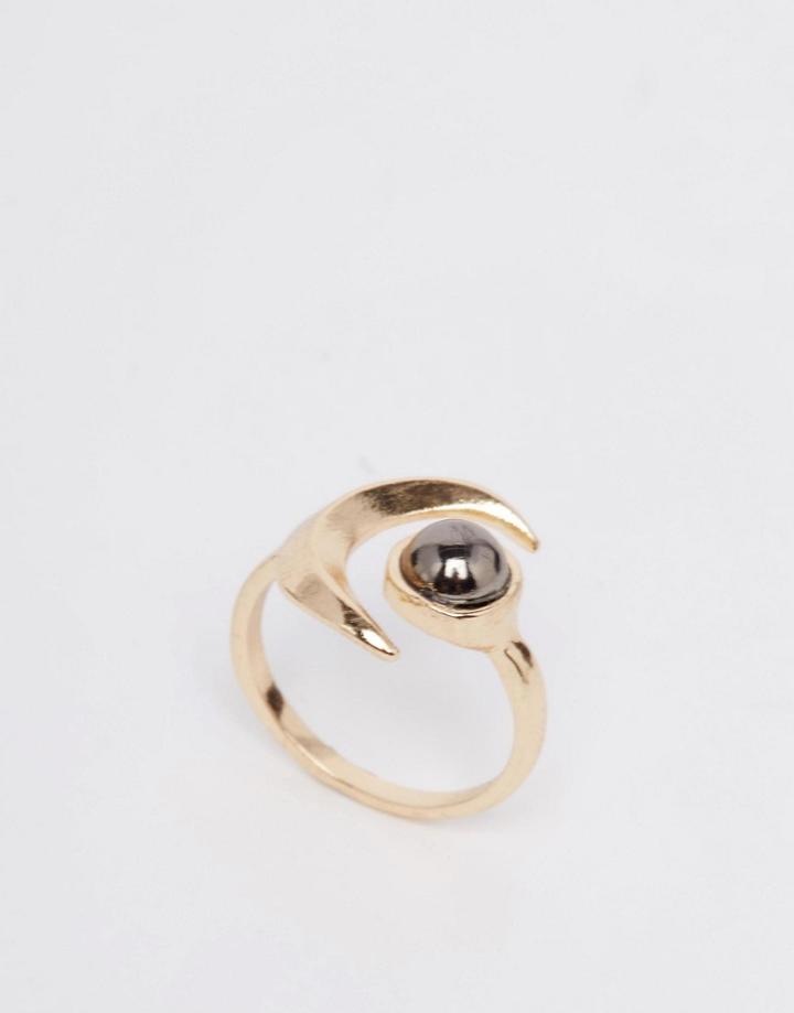Monki Swirl Moon Ring - Gold