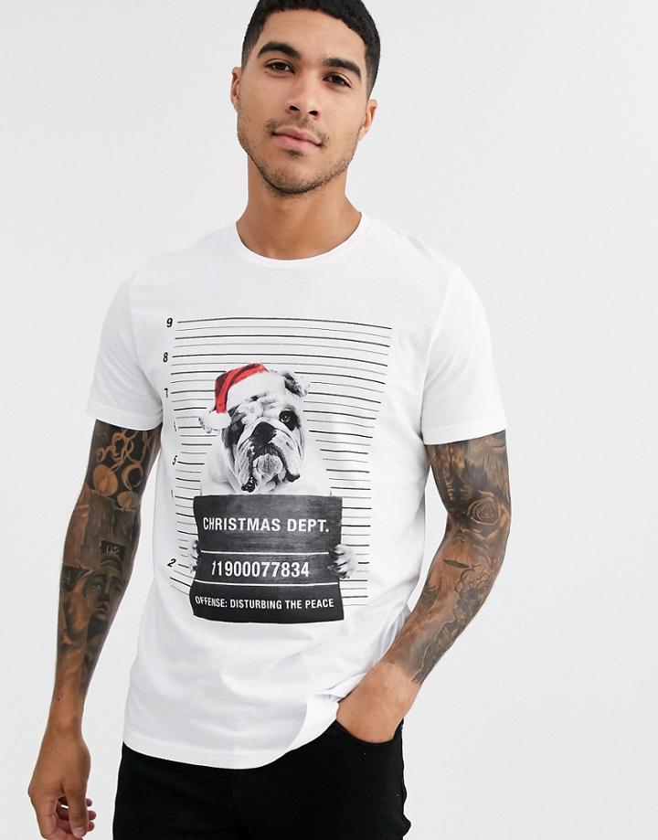Jack & Jones Holidays Bulldog T-shirt-white