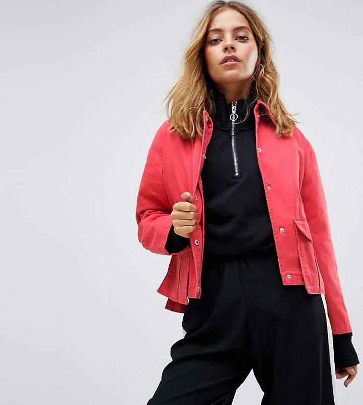 Asos Petite Washed Cotton Jacket - Red