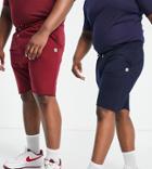 Le Breve Plus 2 Pack Raw Edge Jersey Shorts In Navy & Burgundy-multi