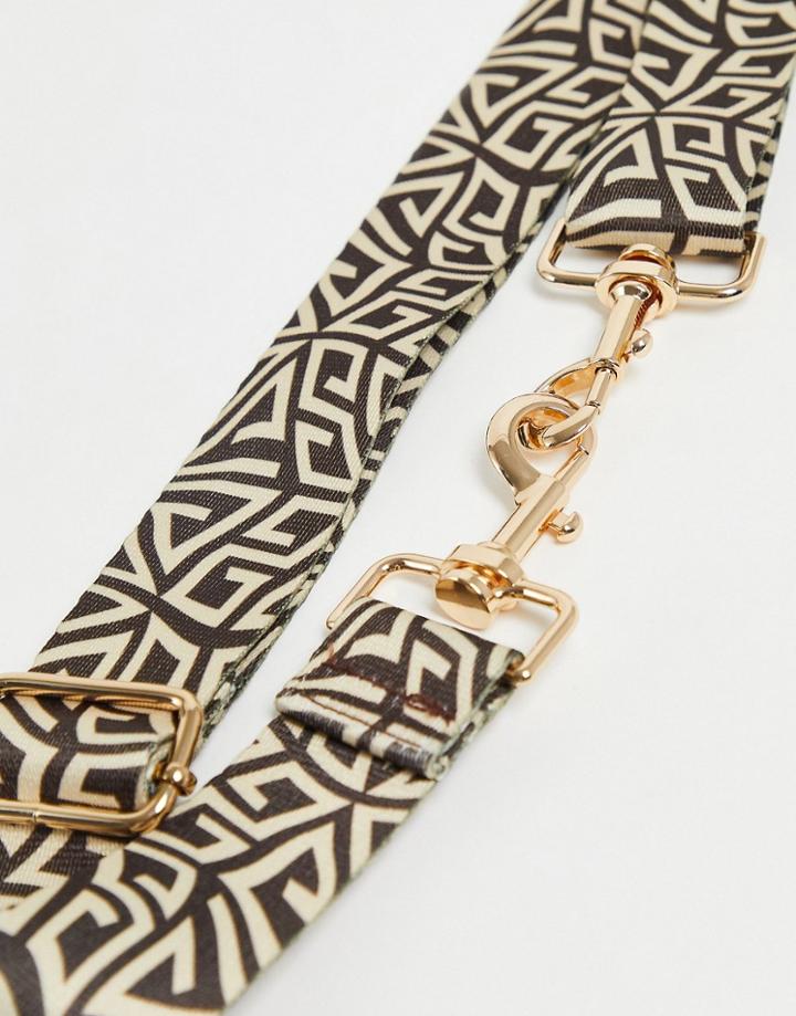 Asos Design Bag Strap In Monogram Print-multi