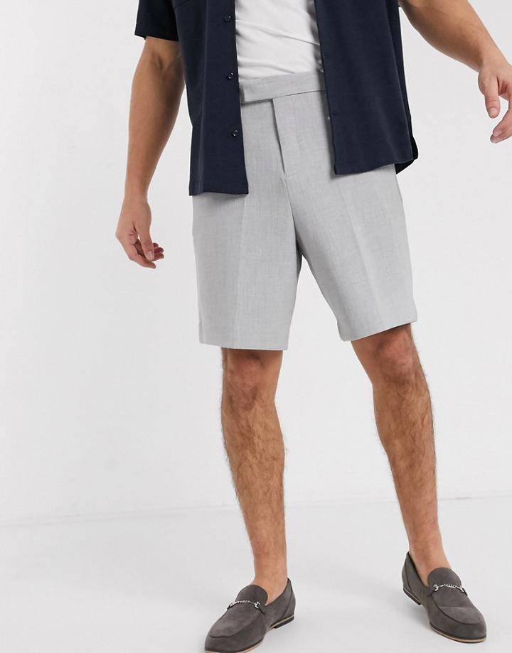 Asos Design Wide Leg Smart Shorts In Gray-grey