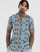 Another Influence Neon Geo-tribal Print Revere Shirt - Pink