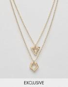 Designb Hexagon & Triangle Pendant Necklaces In 2 Pack - Gold