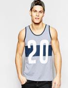 Asos Vest With Printed Cut & Sew And Relaxed Skater Fit - Blue