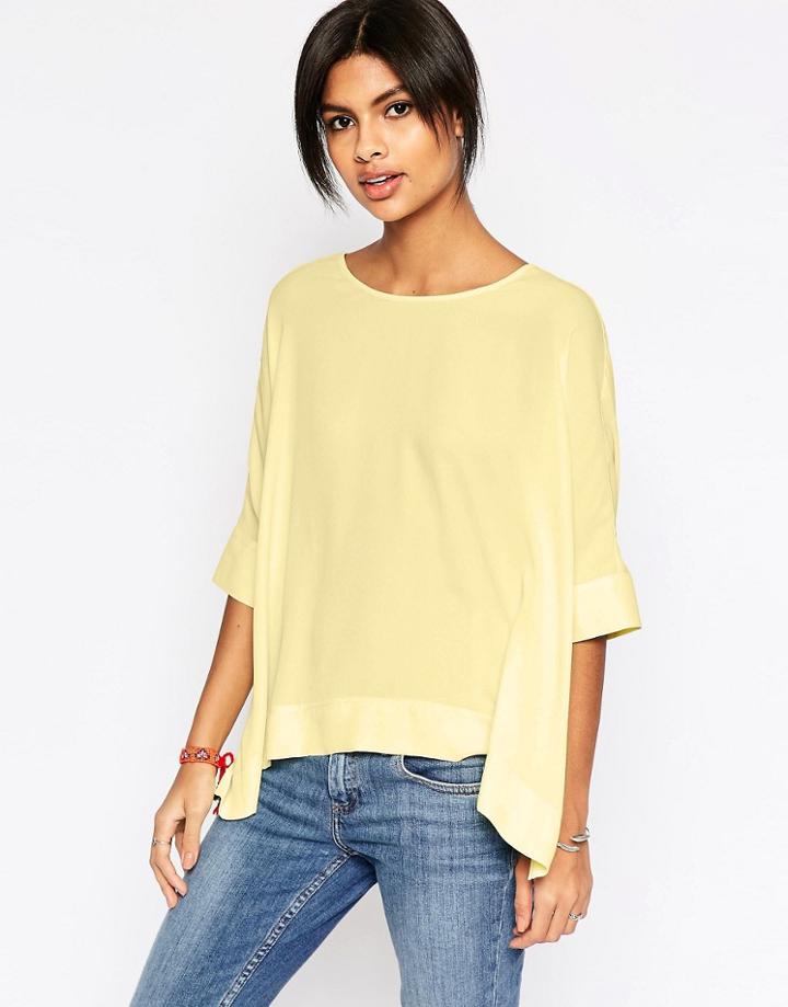 Asos Oversize Kimono T-shirt With V Back - Lemon