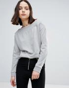 Twiin Signal Off Shoulder Sweatshirt - Gray