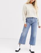 Monki Mozik Wide Leg Organic Cotton Jeans In Vintage Blue-blues