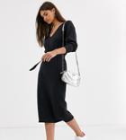 Micha Lounge Luxe Knitted Dress With Resin Belt In Wool Blend-gray