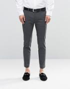 Asos Super Skinny Cropped Smart Pants In Charcoal - Gray