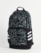 Adidas Classic 3 Stripe Camo Backpack In Gray-grey