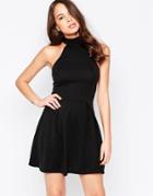 Ax Paris Skater Dress With Cut In Neck - Black