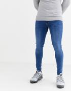 River Island Spray On Jeans In Mid Blue Wash