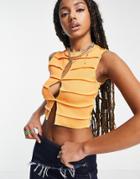 The Ragged Priest High Neck Crop Top With Cut Out Front And Overlocking Seams-multi