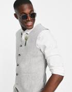 Asos Design Wedding Super Skinny Suit Vest In Ice Gray Herringbone