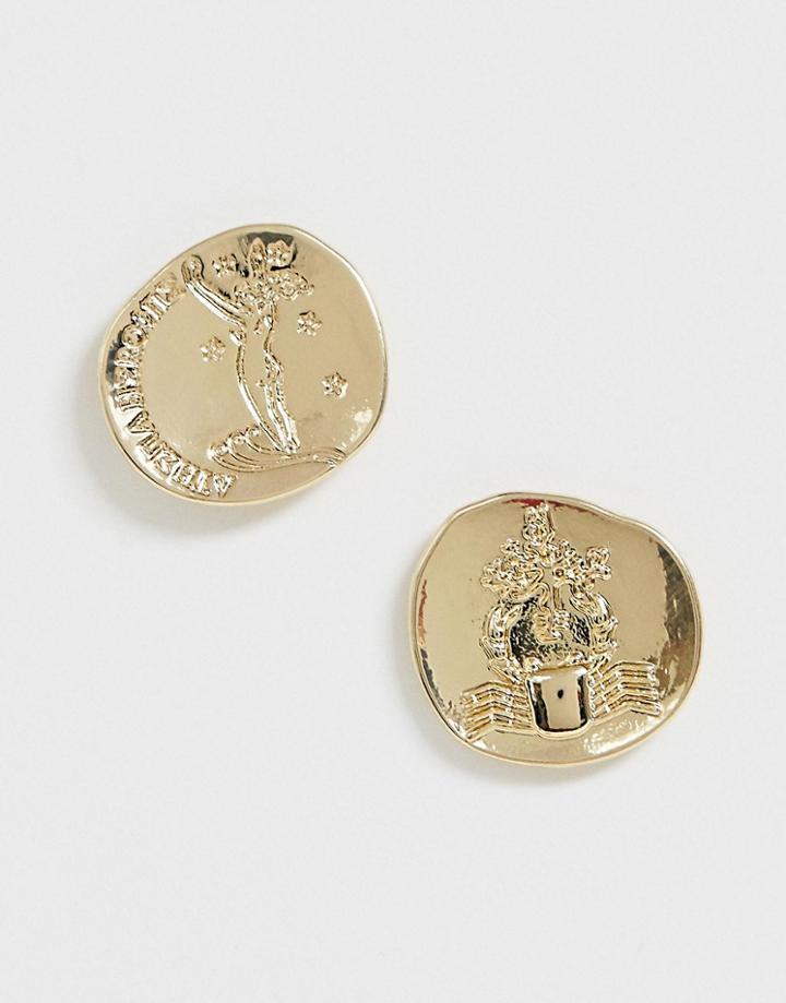Weekday Engraved Mystic Earrings In Gold - Gold
