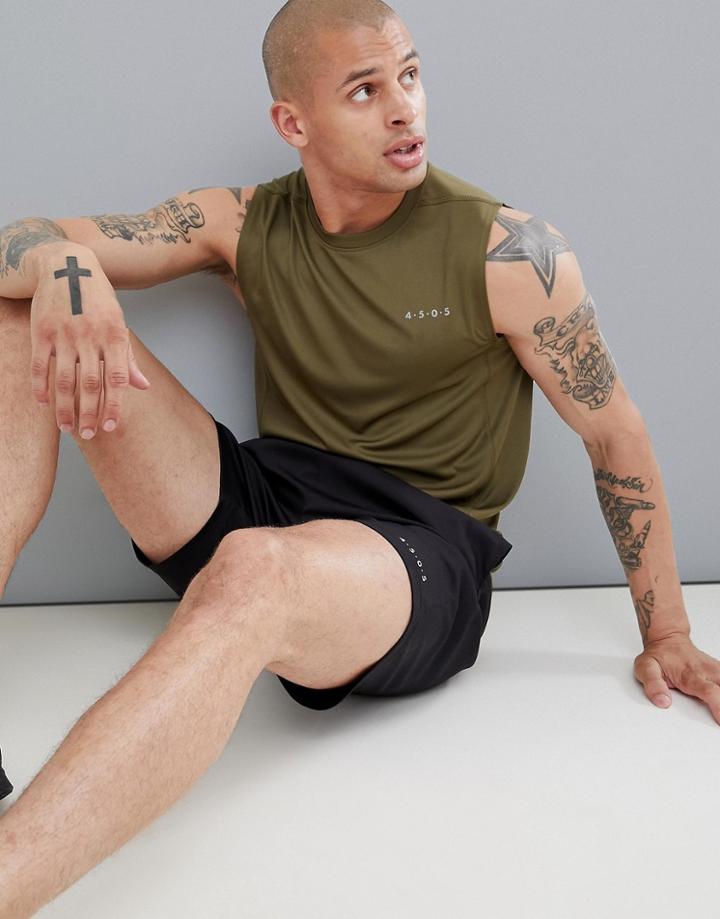 Asos 4505 Sleeveless T-shirt With Quick Dry In Khaki - Green