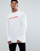 Asos Oversized Long Sleeve T-shirt With Je T'aime Print - White