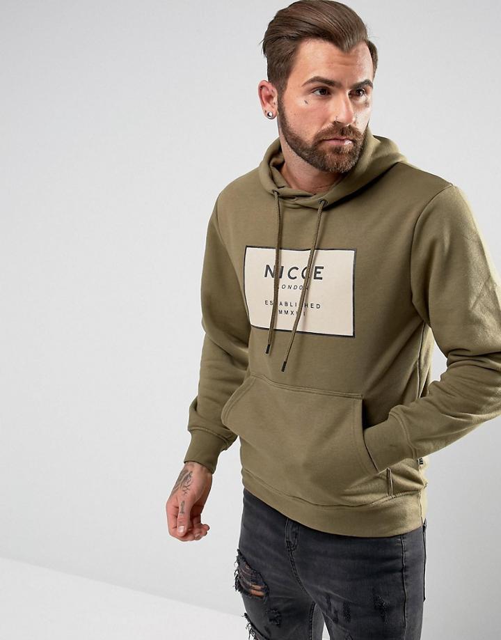 Nicce London Hoodie With Box Logo - Green