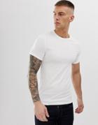 Asos Design Muscle Fit T-shirt With Roll Sleeve In White