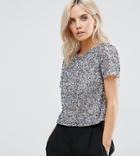 Asos Petite T-shirt With Sequin Embellishment - Silver