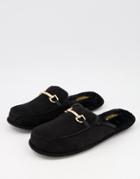 Truffle Collection Horse-bit Trim Mule Slippers In Black