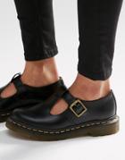 Dr Martens Core Polley T-bar Flat Shoes - Black Smooth