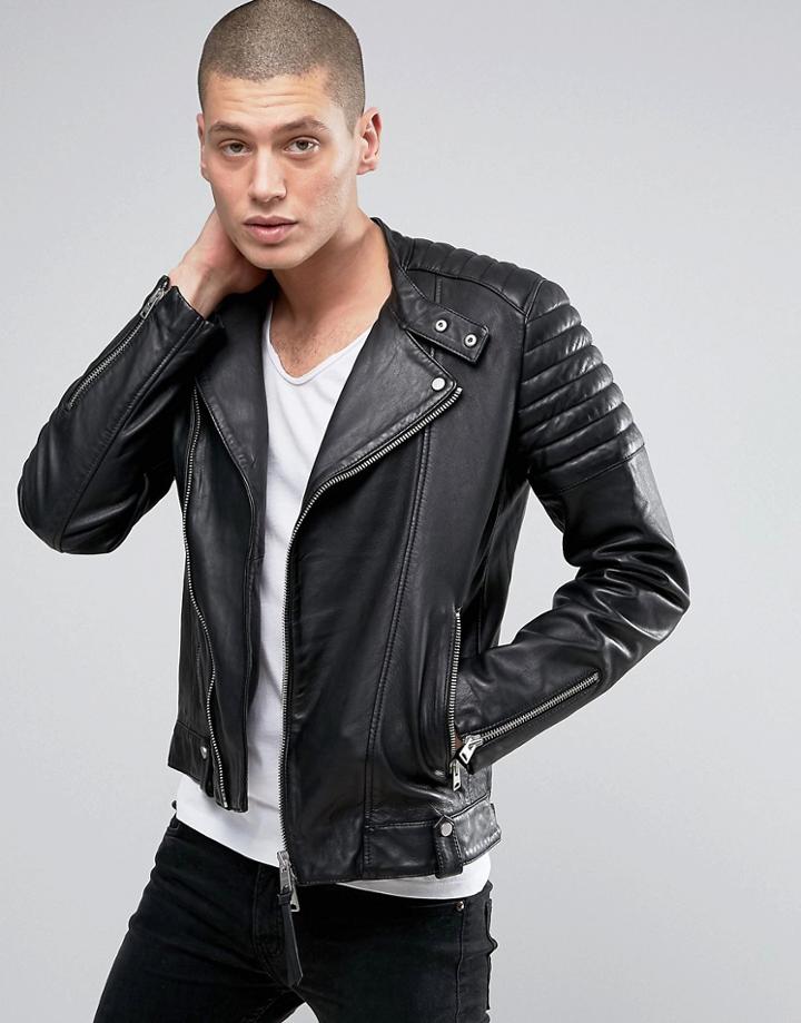 Allsaints Leather Biker Jacket - Black