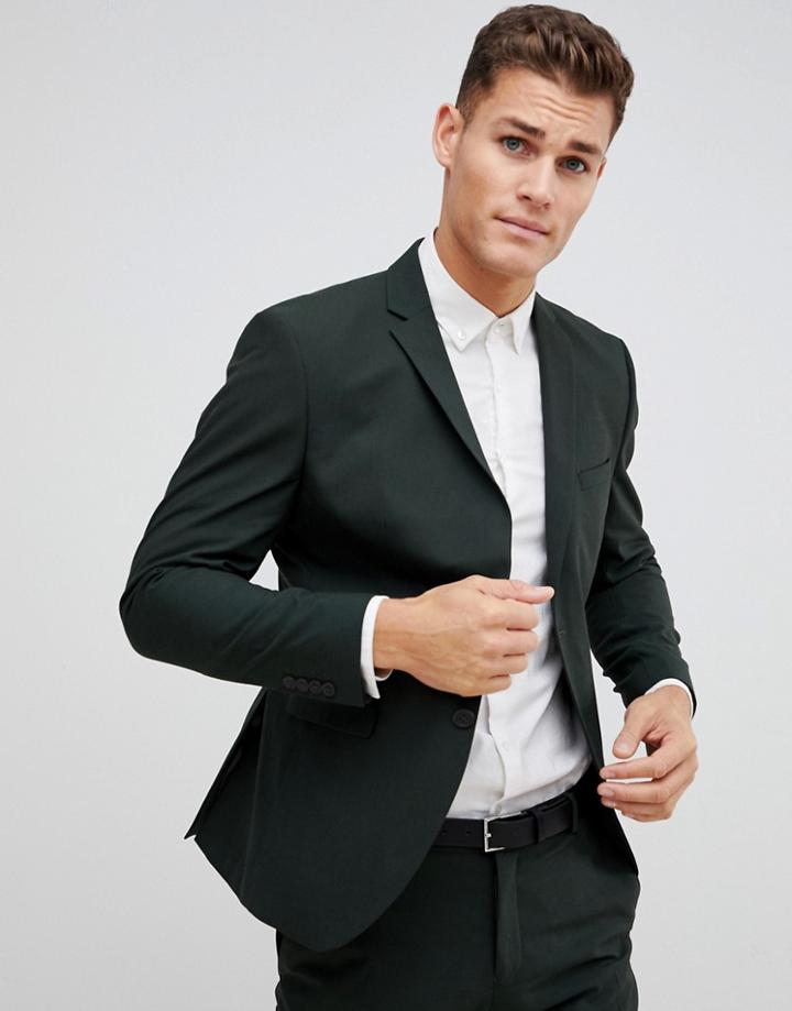 Selected Homme Dark Green Suit Jacket In Slim Fit - Green