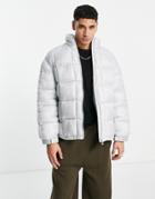 Topman Lightweight Puffer Jacket In Pale Blue-blues