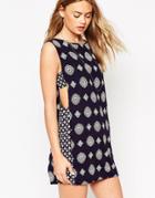 Asos Mix And Match Tab Side Shift Dress - Blue