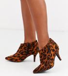 Simply Be Extra Wide Fit Kitten Heel Ankle Boot In Leopard Print