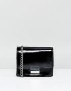 Pull & Bear Vinyl Lock Front Bag - Black