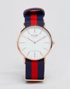 Reclaimed Vintage Canvas Stripe Watch In Navy/red - Navy