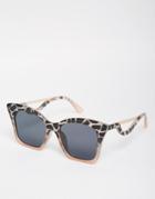 Asos Square Cat Eye Sunglasses In Cp With Drop Arm - Gray