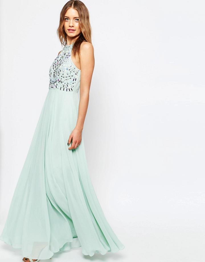Asos Cutaway Armour Maxi Dress - Mint