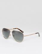 Ted Baker Reese Aviator Sunglasses In Gold - Gold