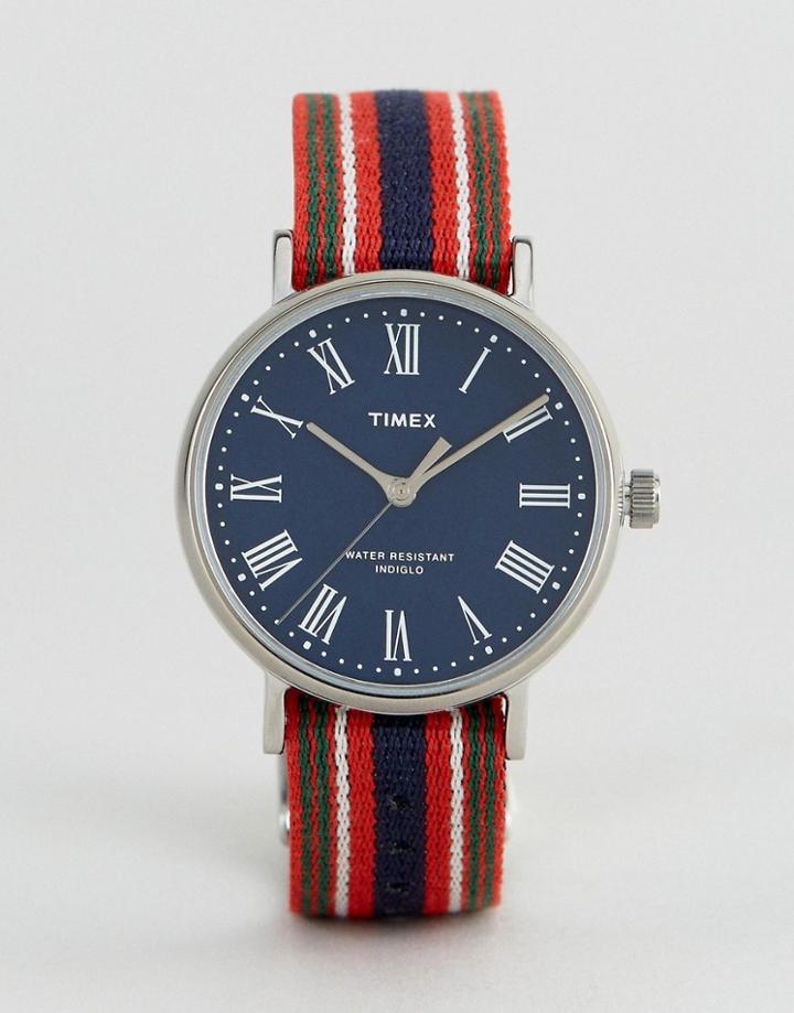 Timex Fairfield Avenue Reversible Nato Watch With Blue Dial Exclusive To Asos - Multi