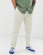 Asos Design Double Pleat Jeans In Ecru-white