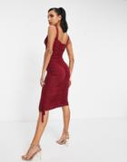 Asos Design Ruched Sweetheart Body-conscious Midi Dress In Red