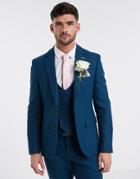 Harry Brown Slim Fit Wedding Summer Tweed Suit Jacket-blues