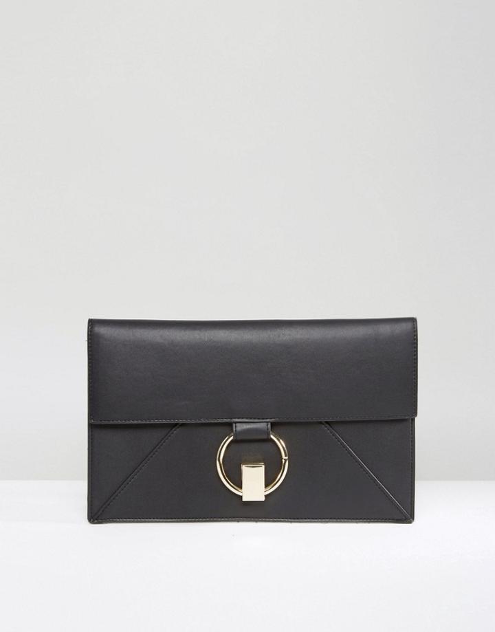 Asos Slim Ring Twist Lock Clutch Bag - Black