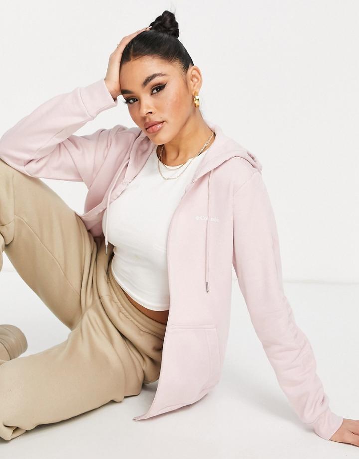 Columbia Logo Full Zip Hoodie In Pink