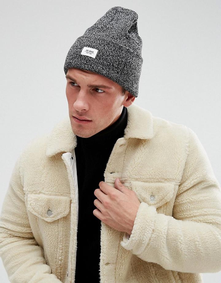 Esprit Beanie In Black Marl With Badge - Black