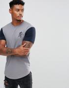 Gym King Muscle T-shirt In Gray With Contrast Sleeves - Gray