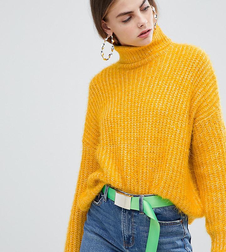 Bershka Eyelash Texture Roll Neck Sweater